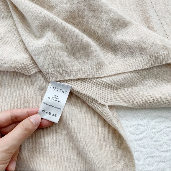 Poetry Cashmere V-Neck Tunic, Cream, Size 12-14 - Picture 5 of 5